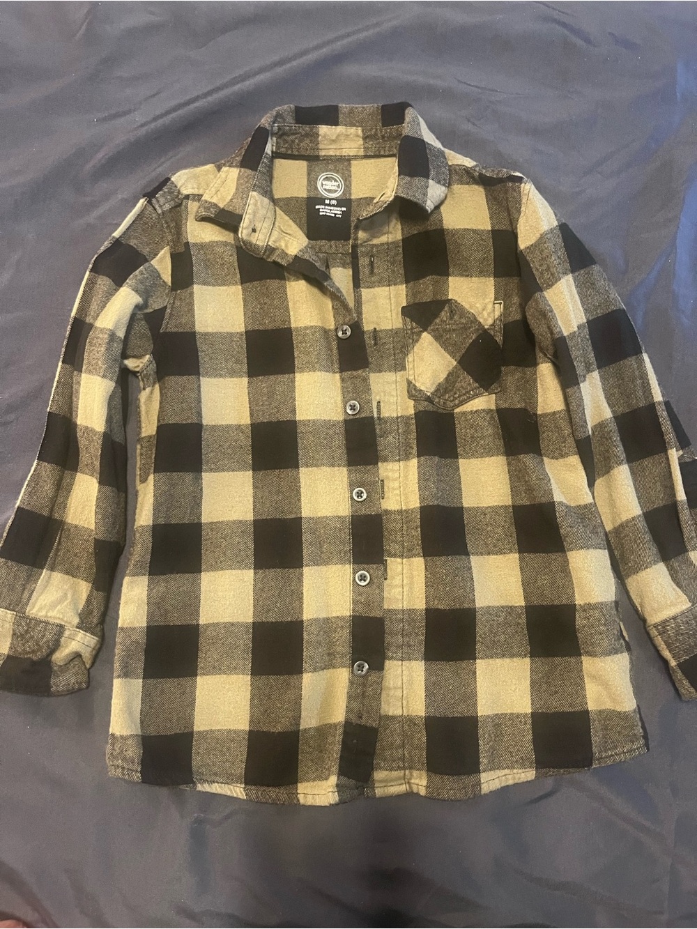 Wonder Nation Boys M 8 Buffalo Plaid Flannel Shirt Jacket Black Green